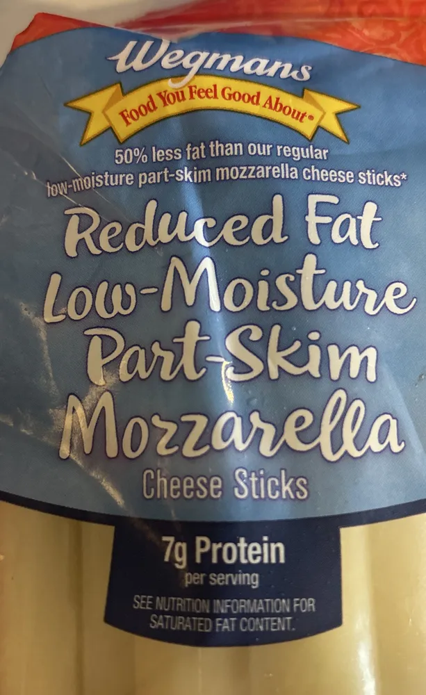 Reduced Fat Low-Moisture Part-Skim Mozzarella Cheese Sticks
