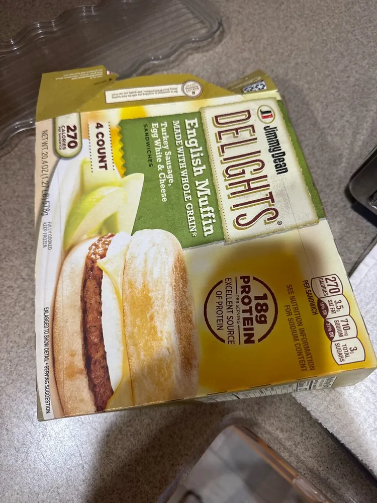 English Muffin Egg White, Turkey Sausage & Cheese Sandwiches
