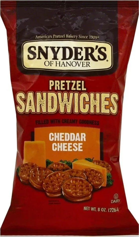 CHEDDAR CHEESE filled PRETZEL SANDWICHES