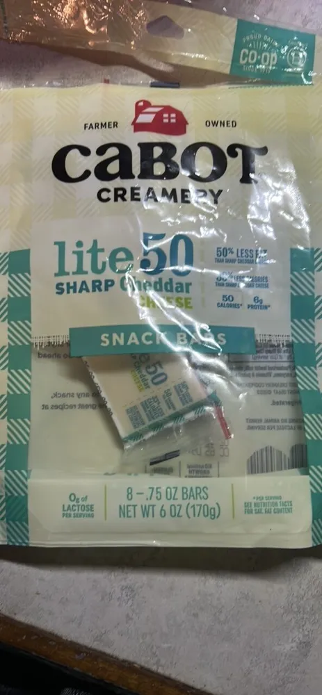 lite 50 sharp cheddar cheese snack bars