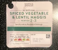 Spiced Vegetable & Lentil Haggis