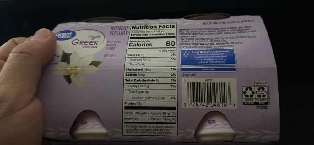 Light Greek Vanilla Nonfat Yogurt