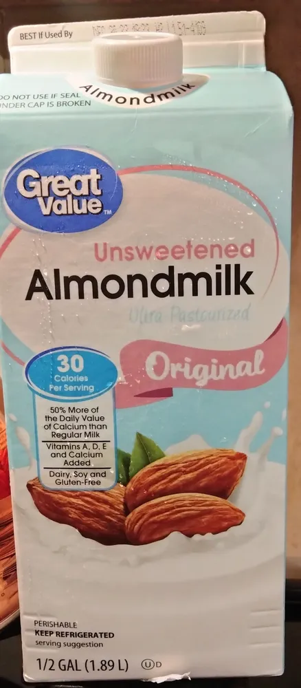 Great value, unsweetened almondmilk, original