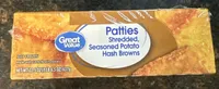 Patties, Shredded, seasoned potato hash browns