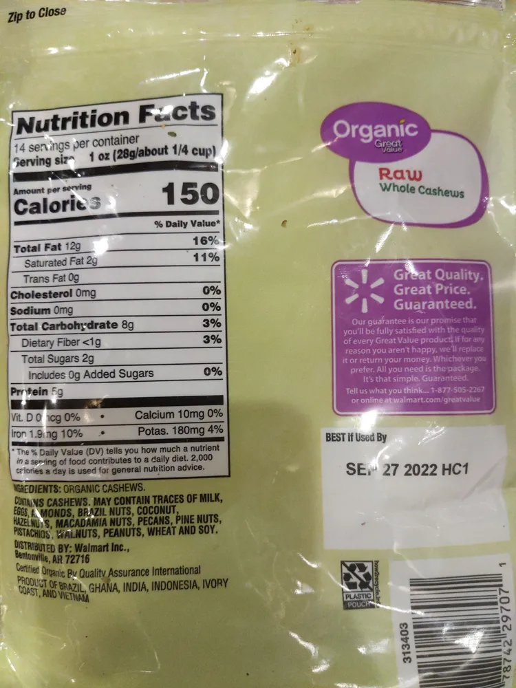 Raw Whole Cashews