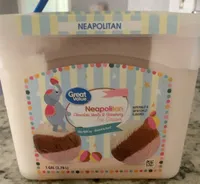 Neapolitan chocolate, vanilla, and strawberry ice cream