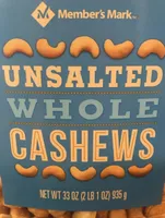 Unsalted whole Cashews
