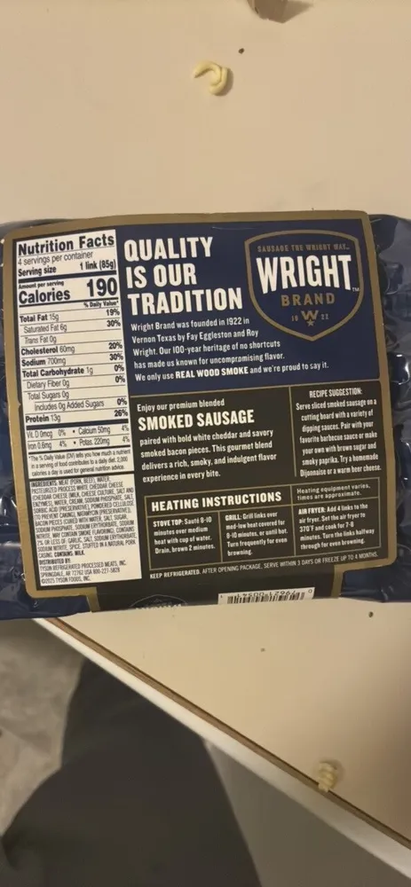 White Cheddar & Bacon Smoked Sausage