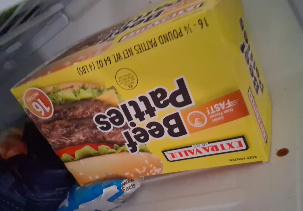Beef patties, beef