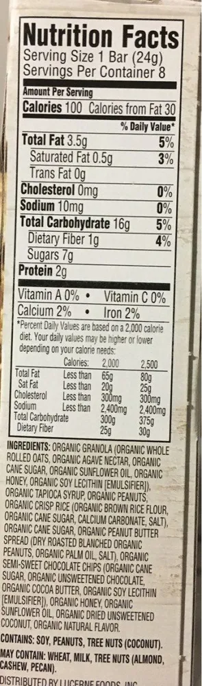 Organic chewy granola bars