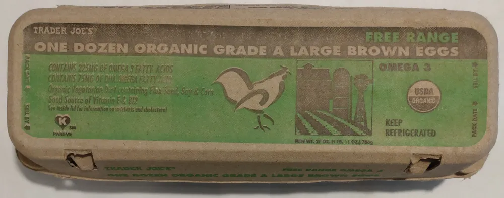 ONE DOZEN ORGANIC GRADE A LARGE BROWN EGGS