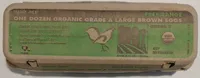 ONE DOZEN ORGANIC GRADE A LARGE BROWN EGGS