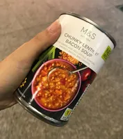 Chunky lentils & bacon soup