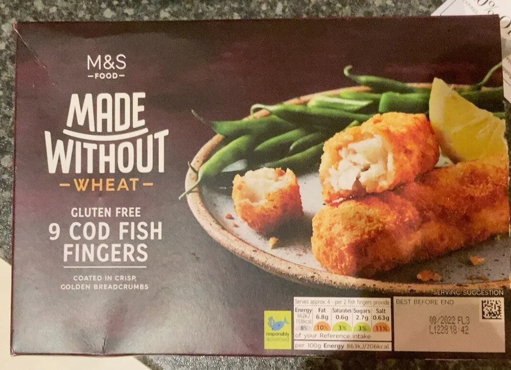 madecwithout wheat 9 cod fish fingers