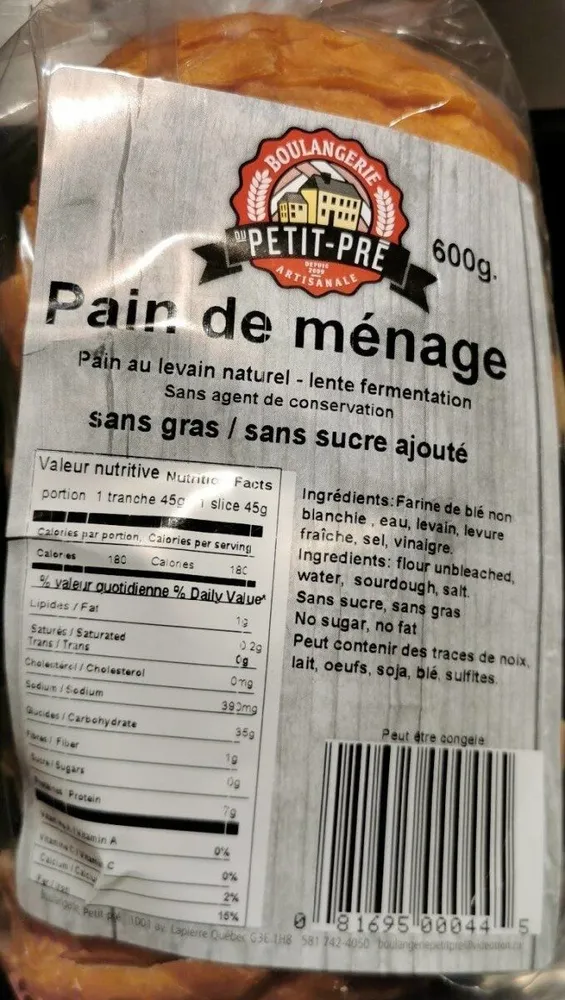 pain de menage au levain naturel