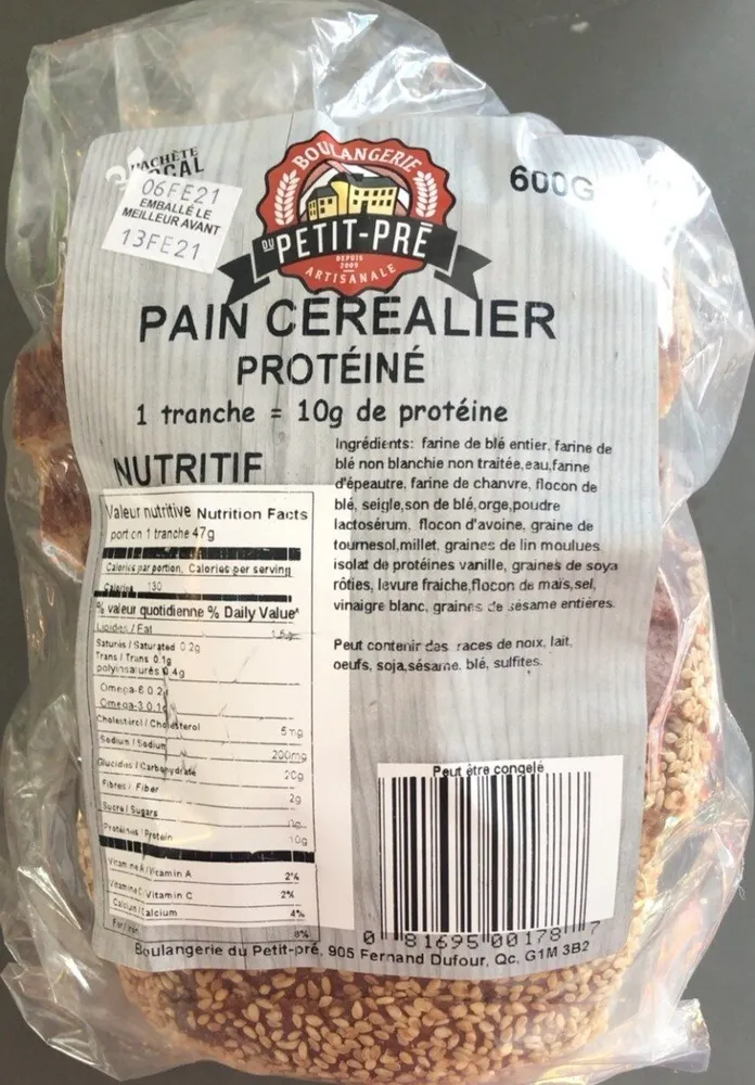 Pain céréalier protéiné