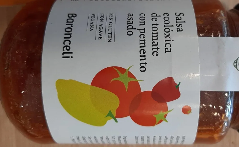 Salsa ecológica de tomate y pimiento