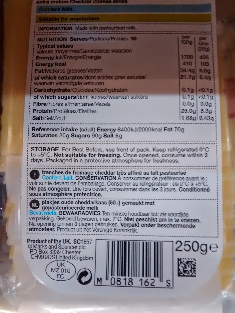 Tranches de Fromage Cheddar