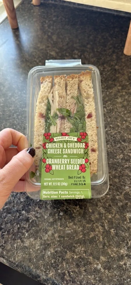 Chicken & Cheddar Cheese Sandwich on Cranberry Seeded Wheat Bread