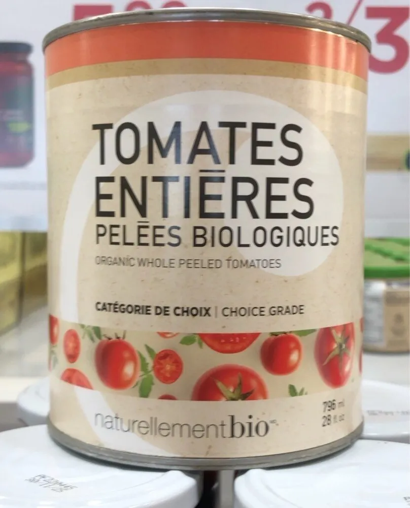 Tomates entières pelées biologiques