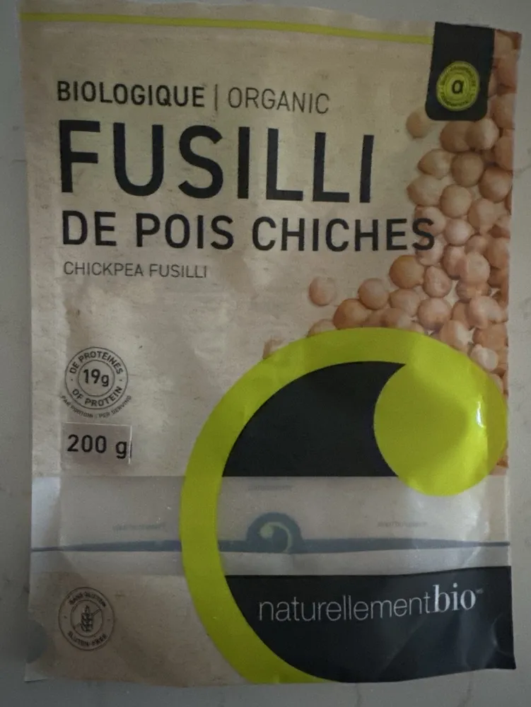 Fusilli de pois chiches biologiques
