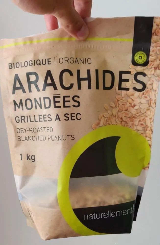 Arachides mondées grillées à sec biologiques