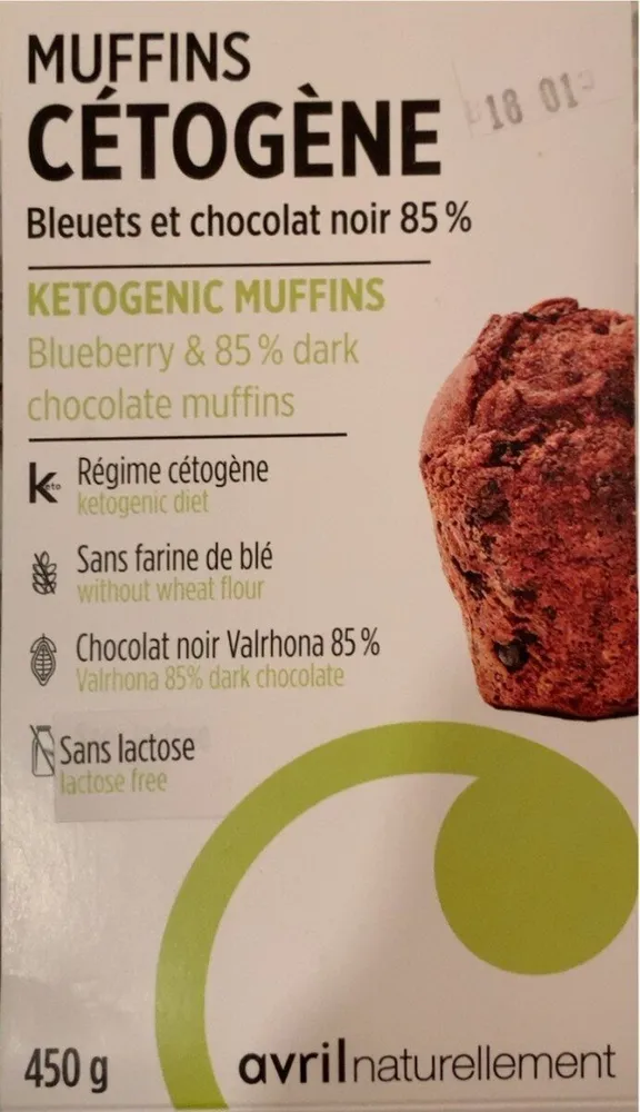 Muffins CÉTOGÈNE Bleuets et chocolat noir 85%