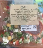 Salade de pates orzo, poivron rouge et fromage feta