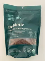 Probiotic chocolate sea salt granola made with organic rolled oats, sunflower seed kernels, semi-sweet chocolate, amaranth, quinoa flakes & chia seeds