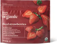 Organic frozen sliced strawberries