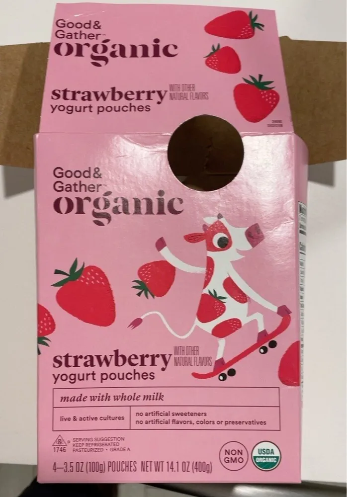 Strawberry yogurt pouches
