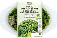 PEAS, RUNNER BEANS & BROCCOLI WITH A HERB & LEMON BUTTER
