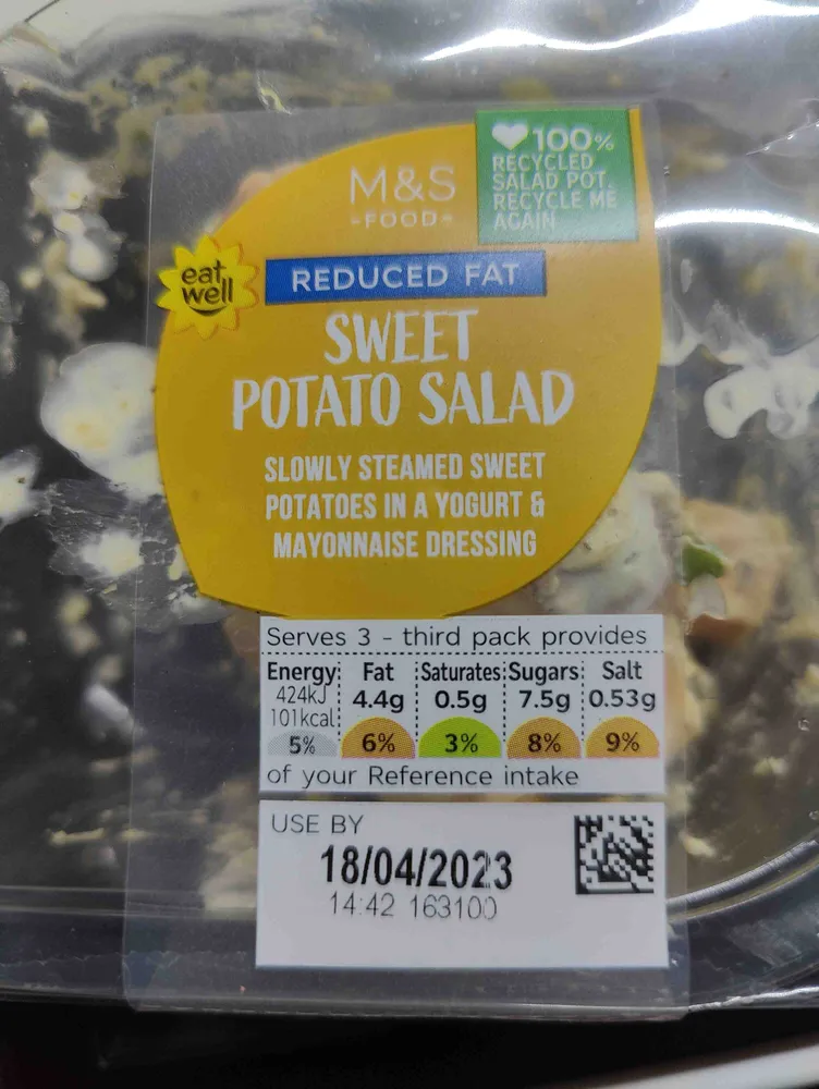 Reduced fat sweet potato salad