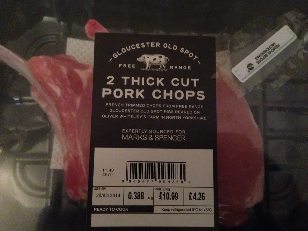2 thick cut pork chops