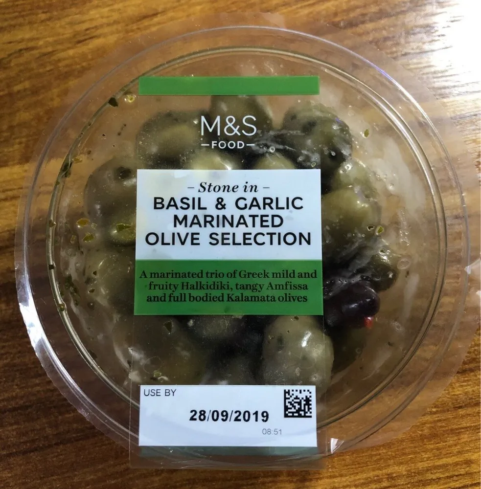 Basil & garlic marinated olive selection