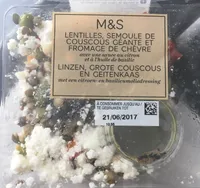 Lentille semoule de couscous geante et fromage de chevre