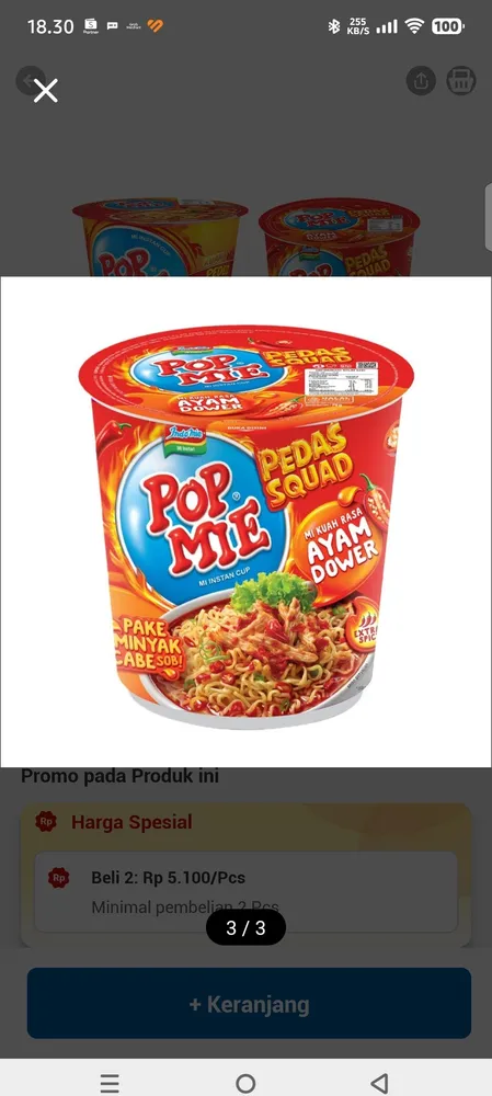 Pop mie pedas dower