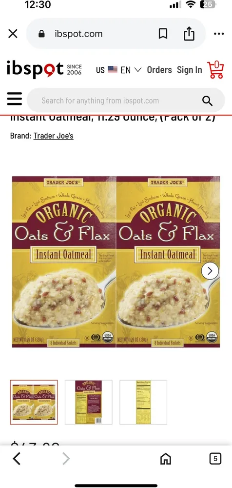 Organic Oats & Flax Instant Oatmeal