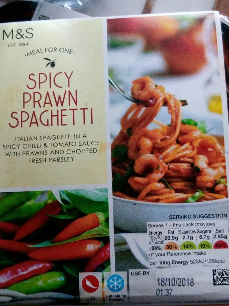 Spicy prawn spaghetti
