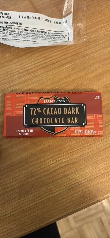 72% Cacao Dark Chocolate Bar