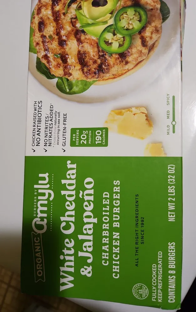 White Cheddar & Jalapeño Charbroiled Chicken Burgers
