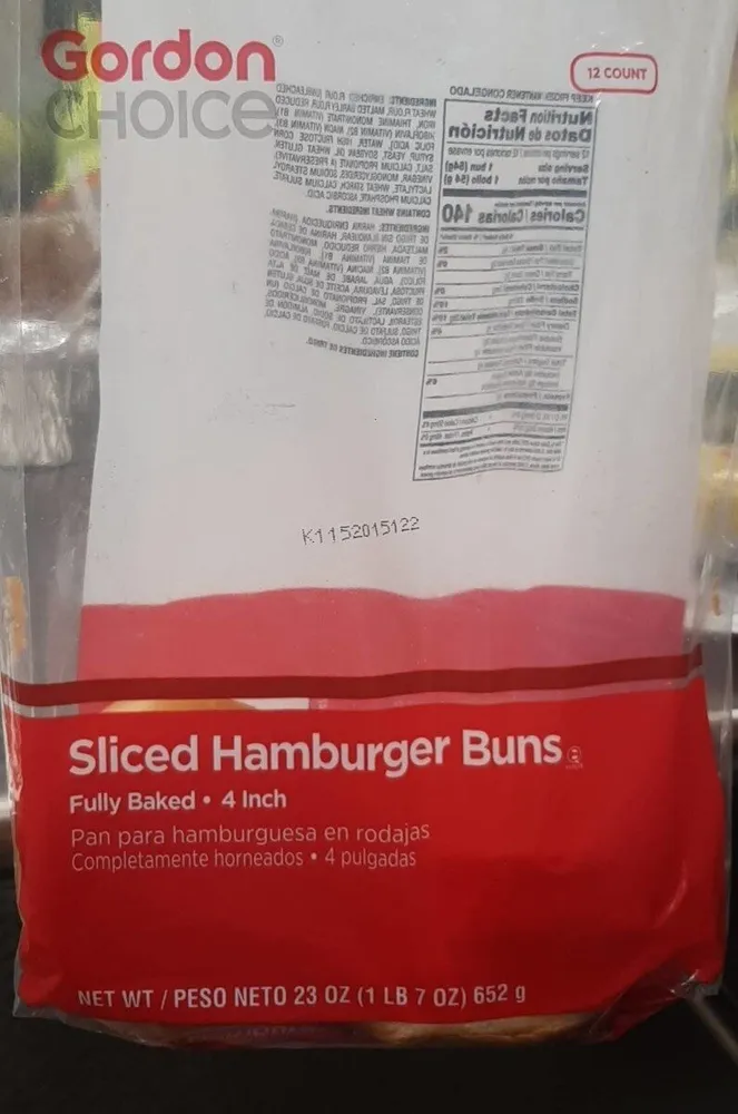 Sliced hamburger buns