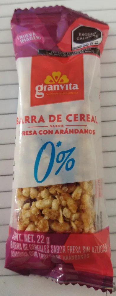 Barra De Cereal Fresa Con Arándanos
