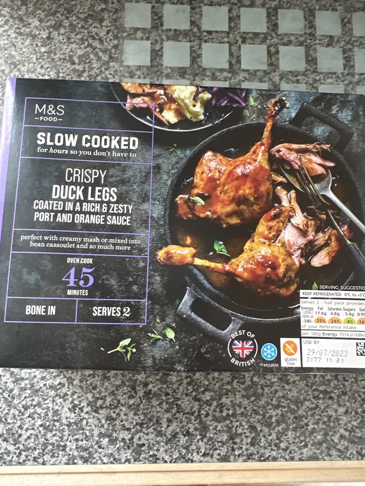 Slow cooked duck legs with port & orange sauce