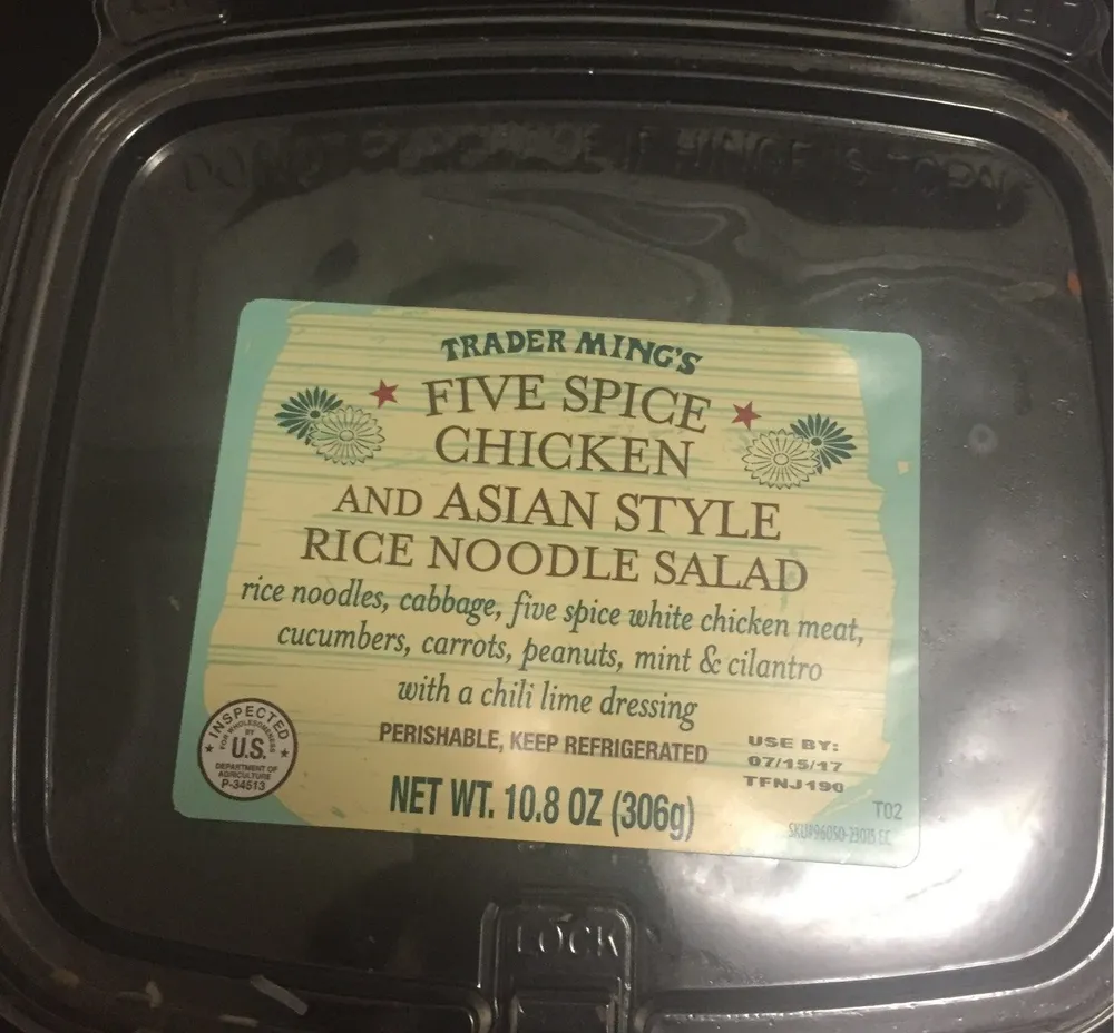 Five spice chicken and asian style rice noodle salad