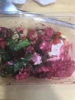 Beetroot, goat cheese and lentils salad
