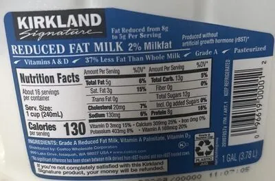 Reduced Fat Milk 2% Milkfat