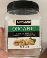 Organic whole cashews unsalted unroasted
