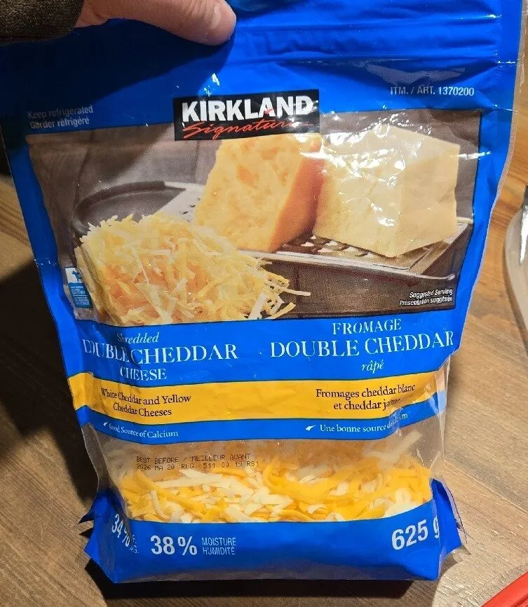 Shredded double cheddar cheese