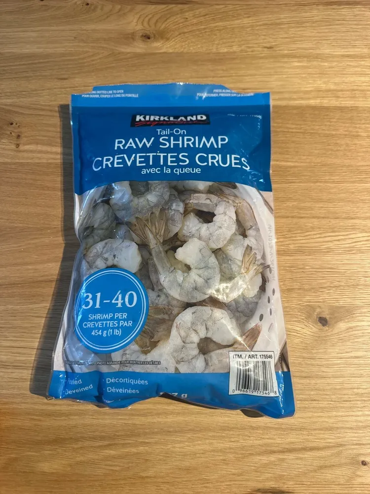 Tail on raw shrimp